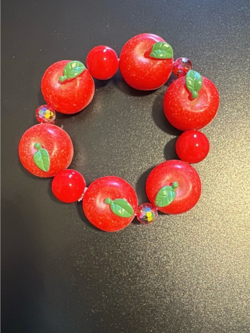 Red Apple Bead Stretch Bracelet - Women Jewelry